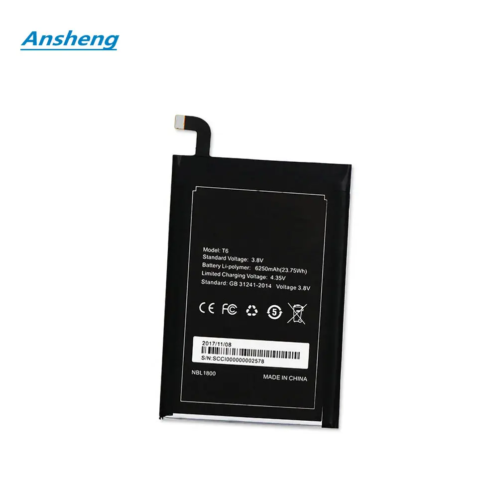 

Ansheng High Quality 6250mAh battery for Homtom HT6 For Doogee T6 Pro Smart phone