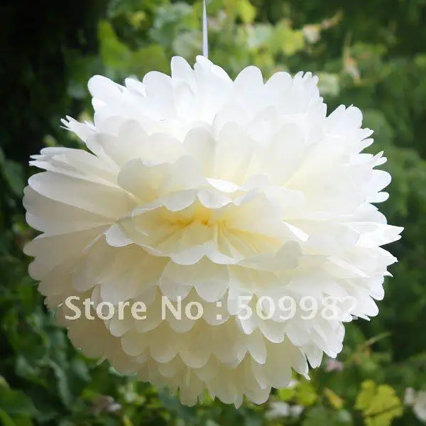 100ps lot free shipping 14 ivory tissue paper pom poms paper paper flower lanterns