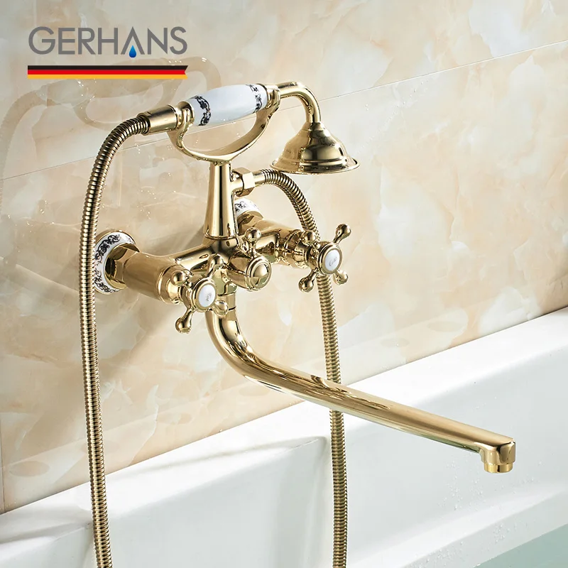 GERHANS Gold Siver винтажная ванна кран смеситель для воды массажный спрей насадка душа