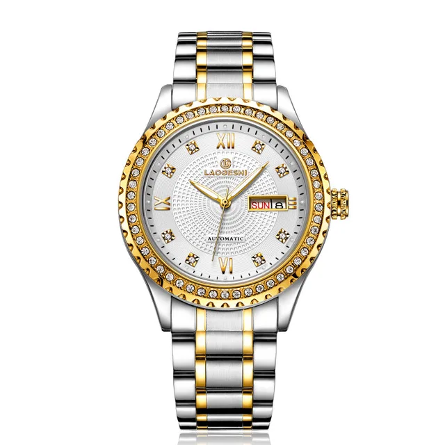 هونغ كونغ حقيقية LAOGESHI الجوف التلقائي ساعات آلية الرجال الأعمال عارضة للماء الذهب مزدوجة تقويم ساعة معصم هونغ كونغ حقيقية LAOGESHI الجوف التلقائي ساعات آلية الرجال الأعمال عارضة للماء الذهب مزدوجة تقويم ساعة معصم