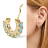 high quality gold silver color pave turquoises cz stone circle hoop earring for women trendy jewelry ► Photo 2/6