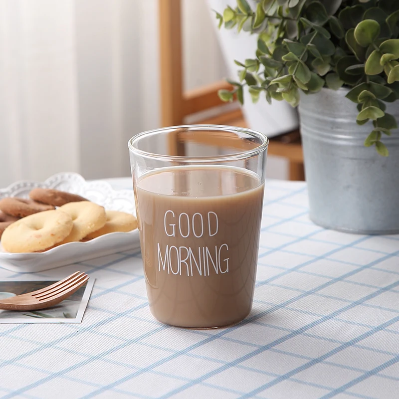 Good Morning Heat-resistant Glass Cup Beer Coffee Cup Set (3)