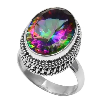 

Genuine Mystic Topaz Ring 925 Sterling Silver,USA Size :9, 2SR0214