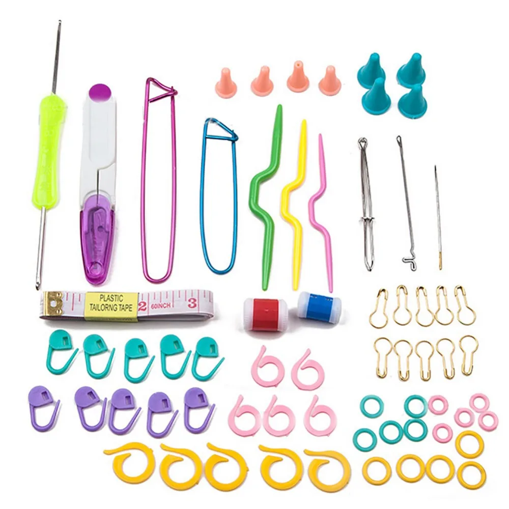1 Set Plastic Knit Stitches Knitting Needles Crochet Hook Household
