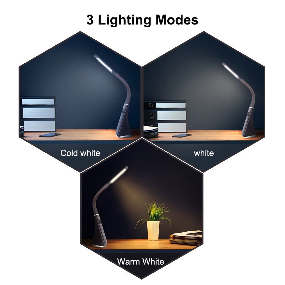  LED Desk Lamp 3 Mode 5 Level Touch Control Eye-Caring LED Table Lamp 5W Dimmable Office Study Desk 