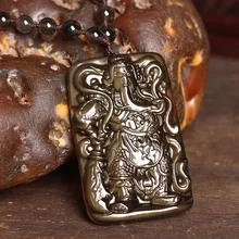 Оптовые поставки счетчик из натуральной льда Радуга обсидиан кулон ювелирные изделия и Гуань Гун Сделано в Китае