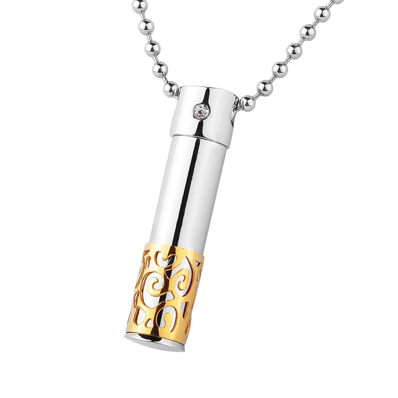 

LASPERAL 1PC Punk Style Pendant Stainless Steel Two Tone Gold Color Pill Case Charms Necklace Men DIY Fashion Jewelry 38.5x9mm