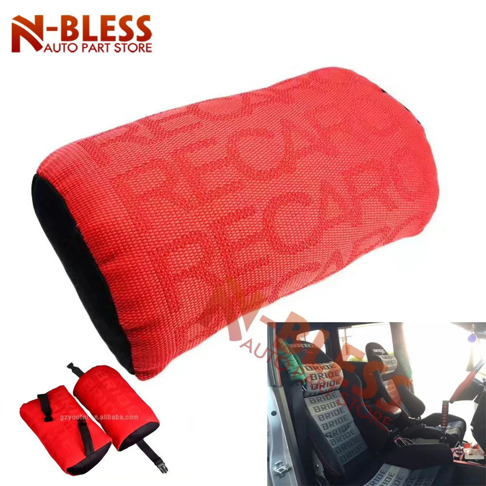 

Car Decor Head Rest Cushion JDM Racing Neck Headrest Pillow Fabric Bucket Seat Material Pad Head Support Neck Rest Car Headrest