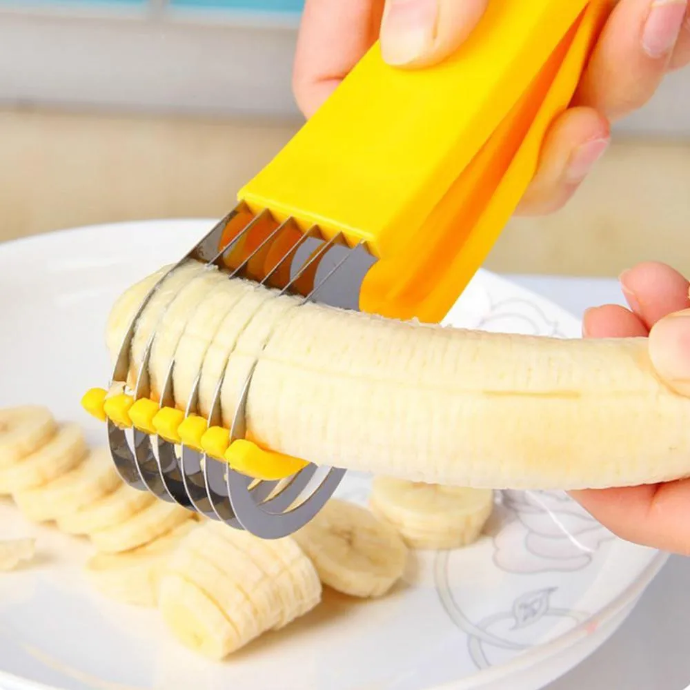 1 pc Stainless Steel Slice Cutter Banana fruit Ham Sausage Cut Cucumber Slicer Home Kitchen Cooking Tools