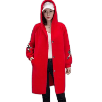 

high quality Women Long Sweater Cardigans 2019 Thick Cashmere Knit Jumpers embroidery Flower Knit Cardigans Long Jacket Coat