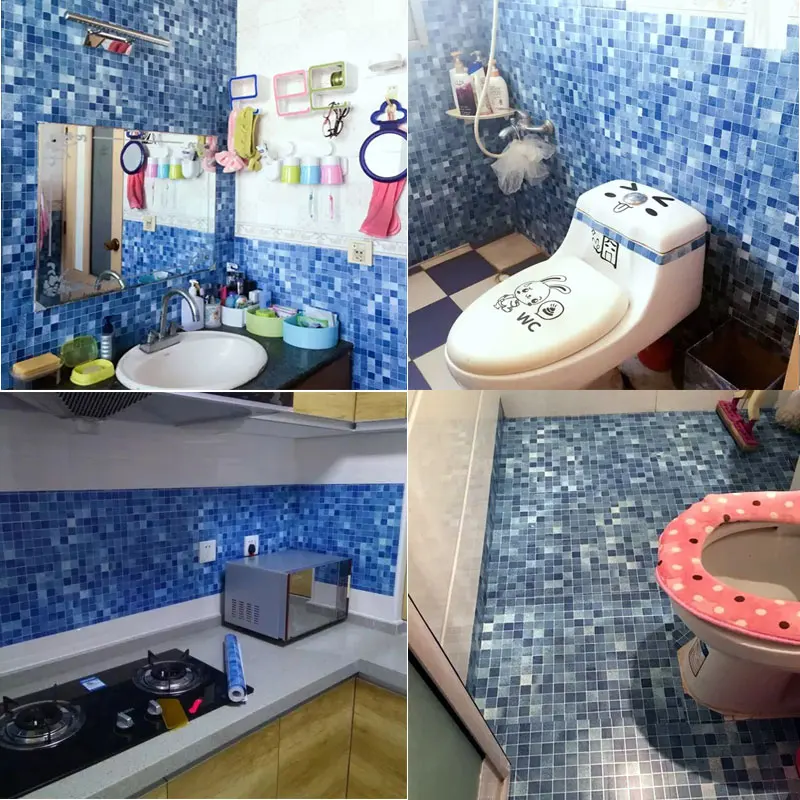 

Bathroom Toilet Wall Stickers PVC Mosaic Wallpaper Kitchen Oil Proof Waterproof Tile Self-adhesive Vinyl Wall Papers Home Decor