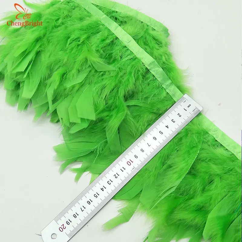 ChengBright 10Yards Fruit green Turkey Feather Pruning Cloth Sideband Diy Festive Stage Craft Feathers Trim Fringe | Дом и сад