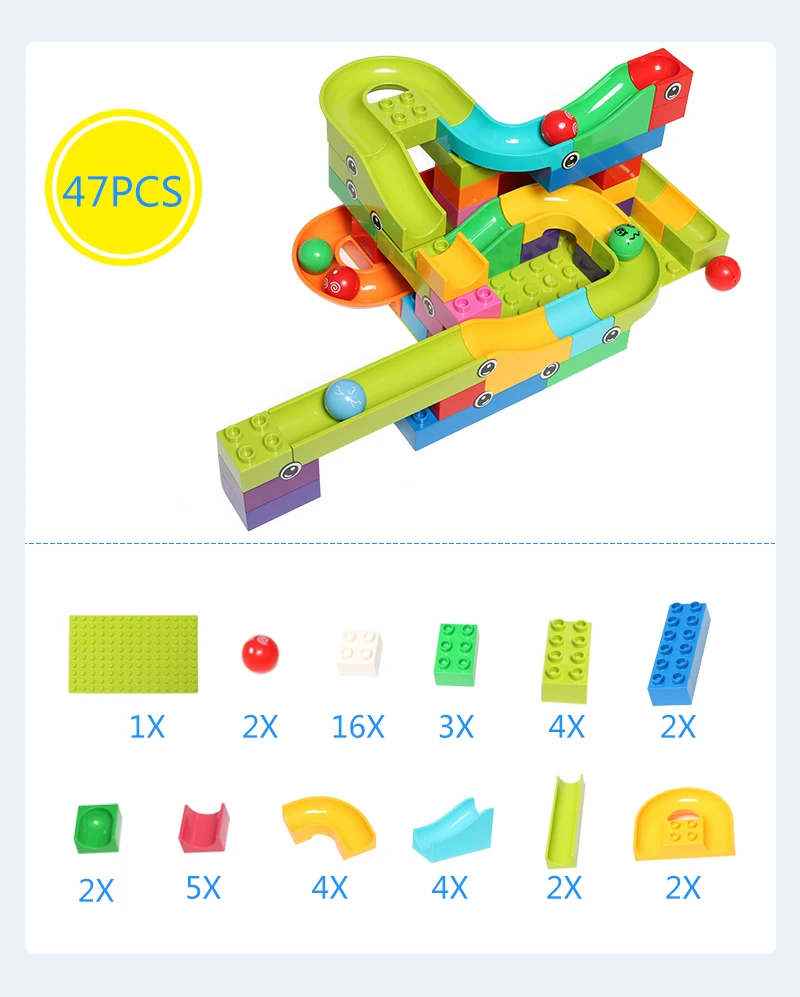 47-97 шт мраморные гоночные блоки лабиринт, Шариковая дорожка строительные блоки ABS Воронка горка сборка кирпичи блоки игрушки для детей
