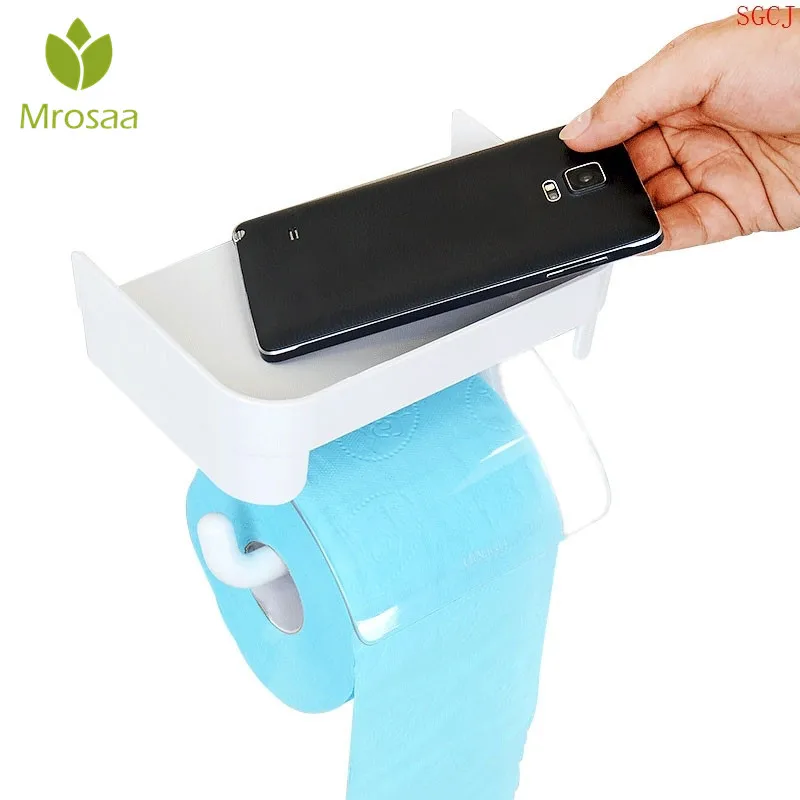 Mrosaa Sucker Wall Mounted Toilet Paper Holder Bathroom Fixture Plastic