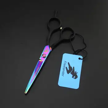 

5.5inchs multicolor black handle shears for thinning out pet's fur and blending shorter and longer hair - Great Grooming