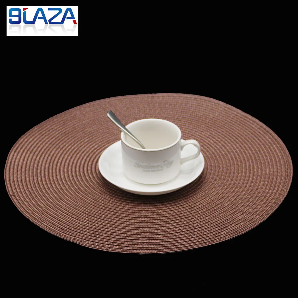 

4PCS Round Placemat Weave Table Mats Dining Place Mats Washable Non-slip Heat Resistant Fashion Style Disc Pads Bowl Placemats