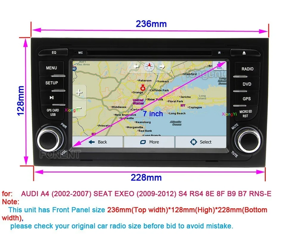 Excellent 7inch Android 9.0 Radio Car Radio DVD Multimeida Player GPS for Audi A4 B6 B7 S4 B7 B6 RS4 2002-2008 RS4 B7 SEAT Exeo 2008-2012 2