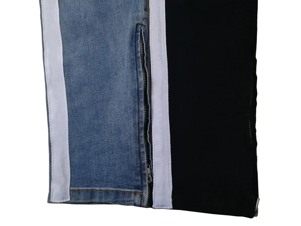 Мужские джинсы, дизайнерские модные рваные джинсы с полосками сбоку для мужчин, H8709