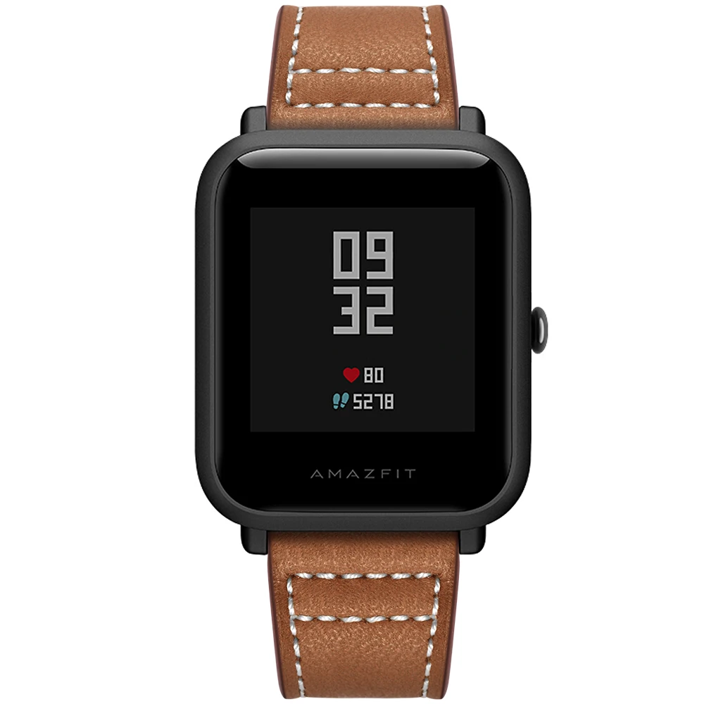 AMAZFEEL 20 мм ремешок из натуральной кожи для Xiaomi Huami Amazfit Bip BIT Смарт-часы браслет для Xiaomi Amazfit ремешок