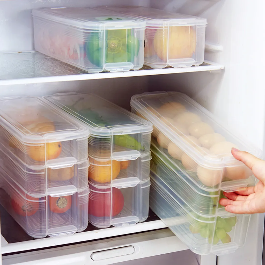 

Kitchen Save Space Refrigerator Storage Box Food Container Fresh Spacer Layer Storage Rack Box Pull-out Drawer Organizer 2019