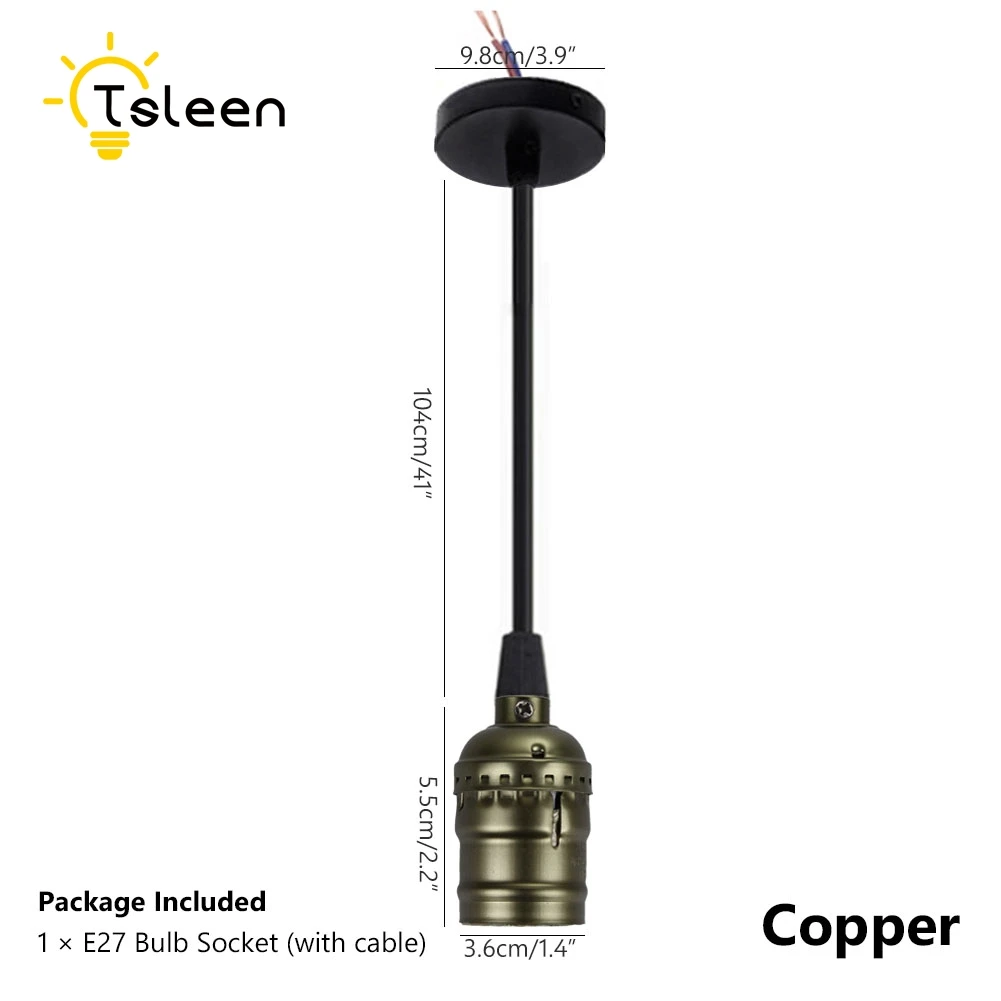 Античный Эдисон стильный металлический AC 100~ 240V Цоколь E27 винтажный Ретро держатель лампы подвесной светильник с винтовым гнездом 220V 110V 230V - Цвет: copper no switch