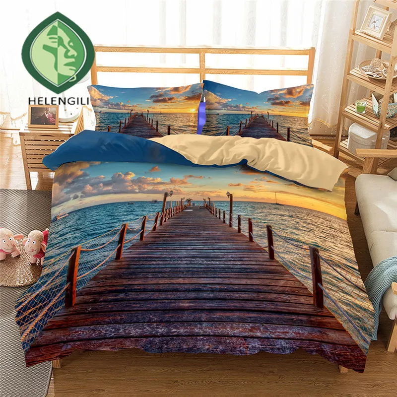 

3D Bedding Set Sea wave Print Duvet cover set Twin queen king lifelike bedclothes with pillowcase bed set home Textiles #2-02