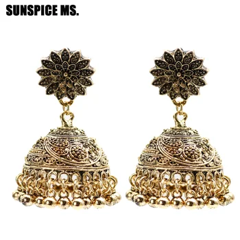 SUNSPICE MS Ethnic Indian Birdcage Earring Women Antique Gold Silver Color Egypt Drop Earring Retro Vintage Boho Ancient Jewelry