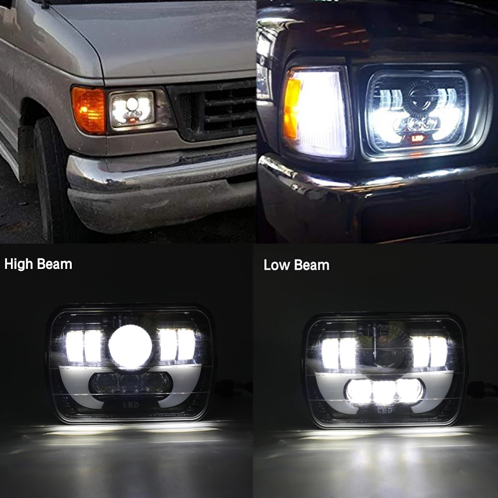 2X квадратный светодиодный налобный фонарь 7x6 &quot5x7 дюймов проектор DRL угол глаза