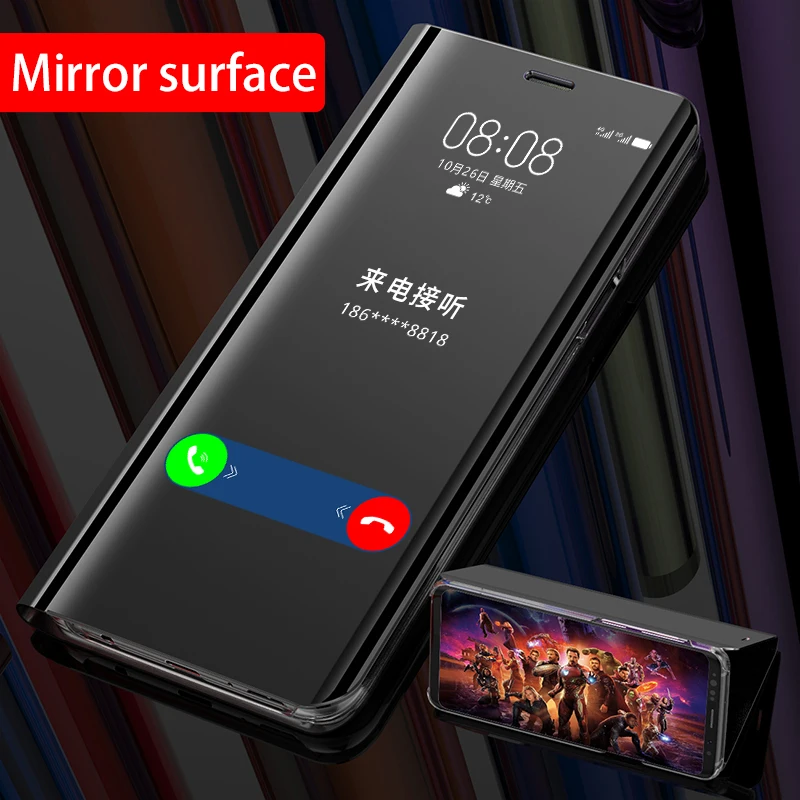 

Mirror Leather Flip Case on For huawei honor 20 lite 10 light 8a 8x 8s 8c 10i 20i p smart plus p30 pro mate 20X y5 y6 y7 y9 2019
