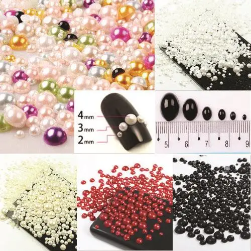 

Half Round Pearls 1000pcs/bag Mixed Sizes 2 3 4 5 6 8 10mm ABS Imitation Flatback Loose Glue On Resin Beads DIY Jewelry Supplies