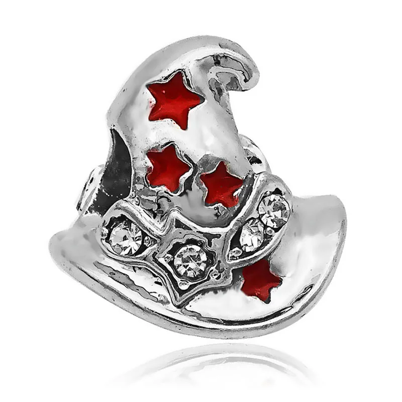 

Winter New Popular Exquisite DIY European Beads Christmas Witch hat Charms Fit Original Pandora Bracelets Bangles Precious Gifts