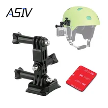 ASIV Go Pro Шлем Сторона Гора Комплект 3 Направлениях Поворотного Руки + Плоским База + Изогнутые Гора + 3 М Клей для Gopro Hero 5/4/3 +/3/2 SJCAM