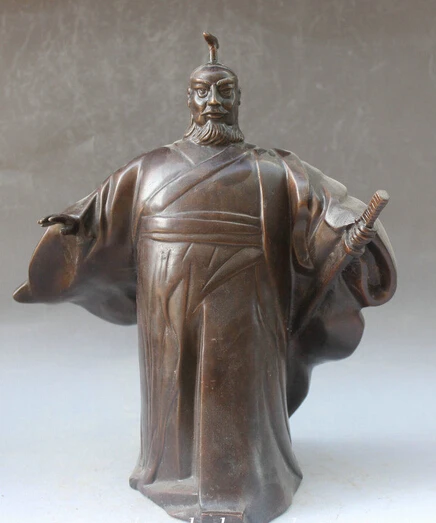 

shitou 002743 11" China Chinese Bronze Dynasty First Emperor of Qin Shi Huang Statue Sculpture