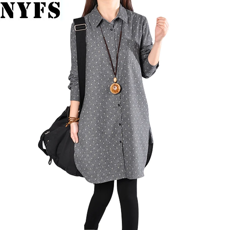 

NYFS 2019 New Spring Autumn Women dress Ladies Casual Cotton Linen shirtdress Fashion Plus Size Vestidos Robe