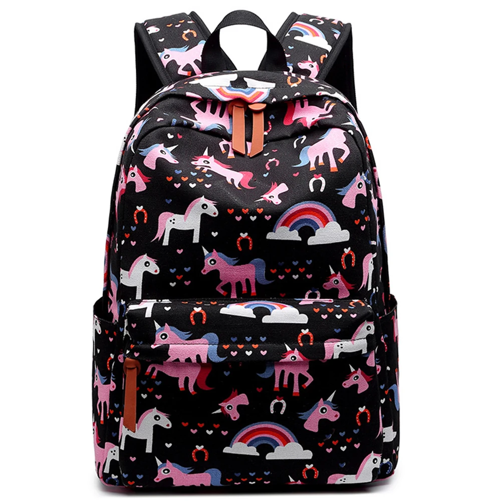 Милый холщовый Женский Рюкзак Kawaii Фламинго с животным принтом для девочек, школьные сумки, повседневные рюкзаки Mochila