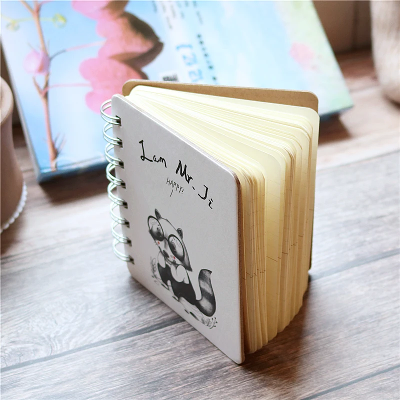 A7 Cute little animal notebook Hard surface iron ring hand holding portable notepad Student notebook