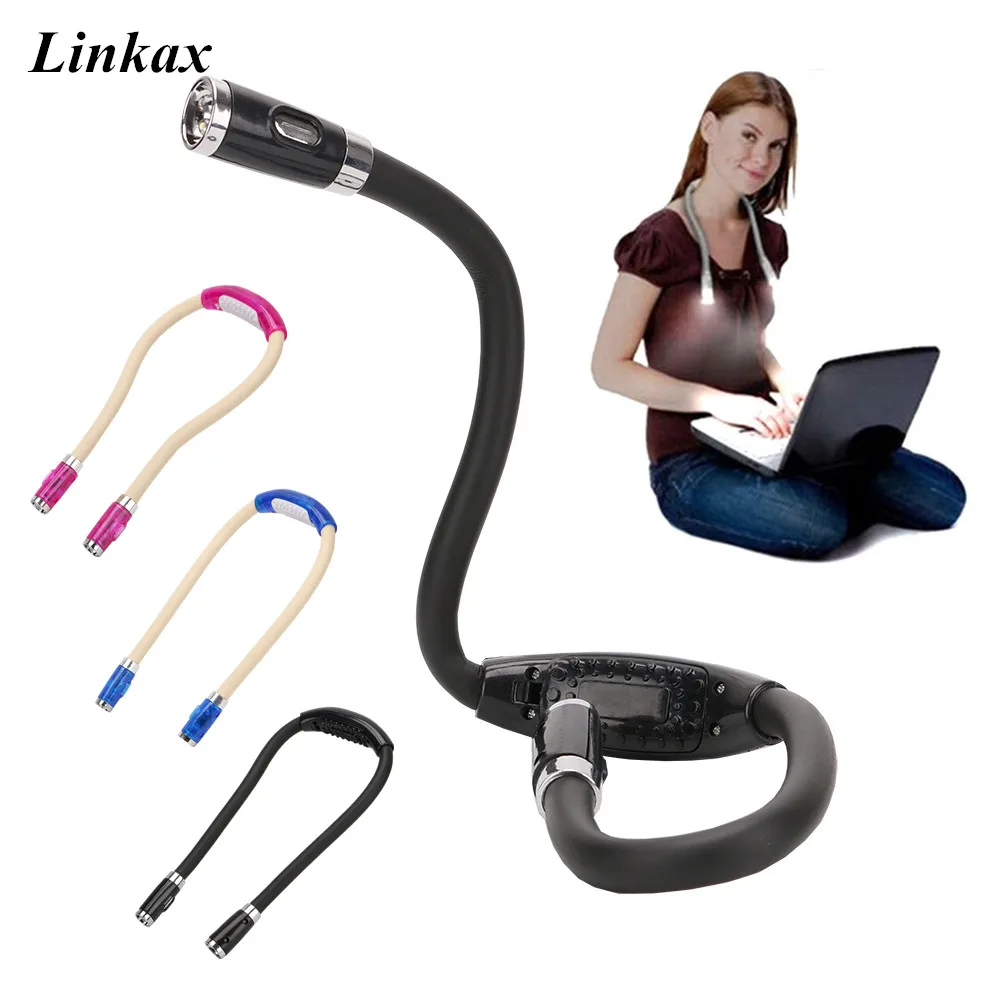 

Flexible Handsfree LED Neck Light Work Lamp Book Reading Flashlight 4 LED 3-modes LED Neck Flashlight Lamp Torch Lanterna By AAA