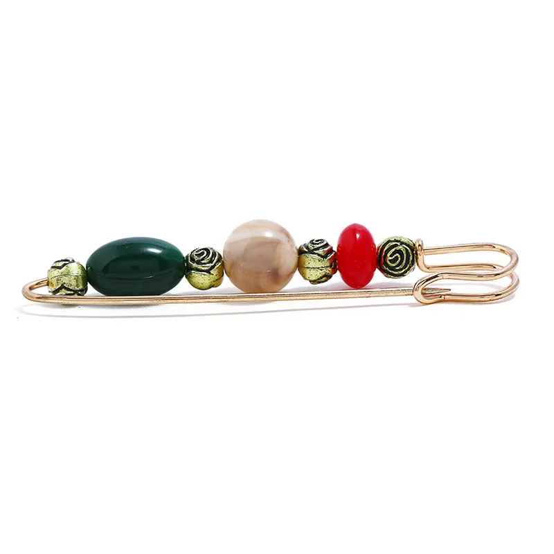 Practical All-match Retro Pin Brooch Beaded Sweater Coat Gold Color Pin For Women Lady Classical Fashion Sweater Decoration Pins