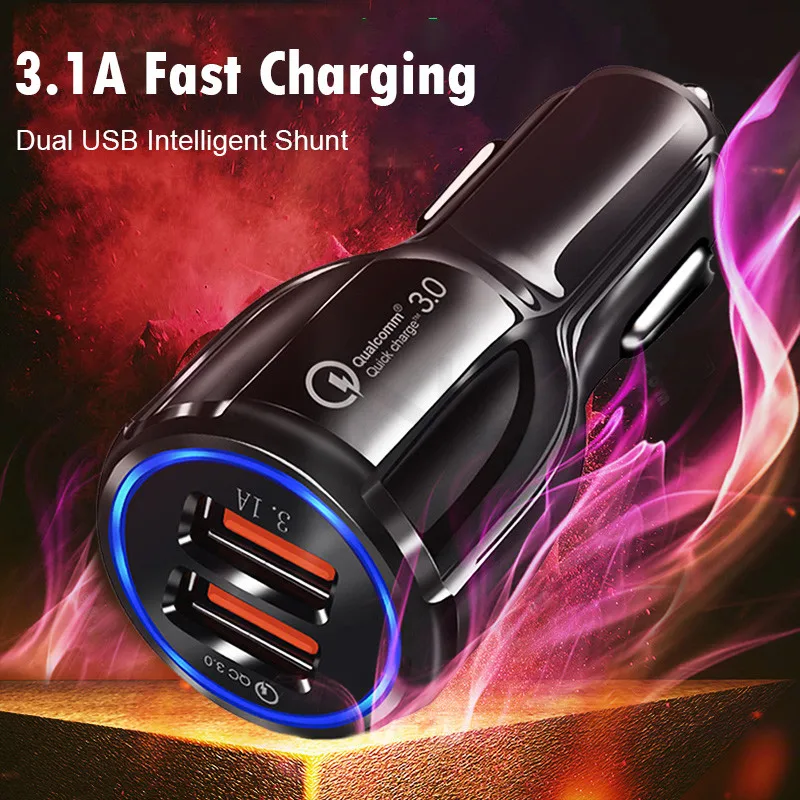 

ZNP Car USB Charger Quick Charge 3.0 2.0 Mobile Phone Charger 2 Port USB Fast Car Charger for iPhone Samsung Tablet Car-Charger