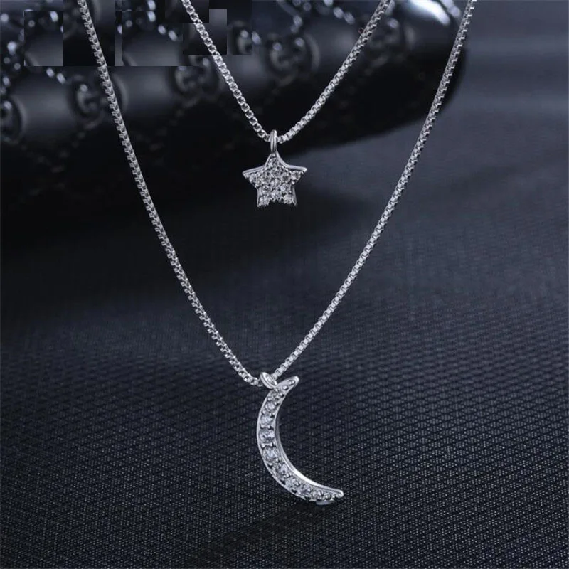 

hot new 925 sterling silver starfish pendant micro-inlaid necklace Korean temperament simple fashion tide flow