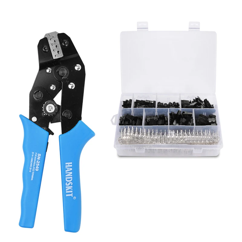 

Handskit SN 2549 Spring Clamp Crimping 0.14-1.5MM AWG 28-18 Pliers Tool With 520pcs Dupont 2.54mm Pin Terminal Connectors