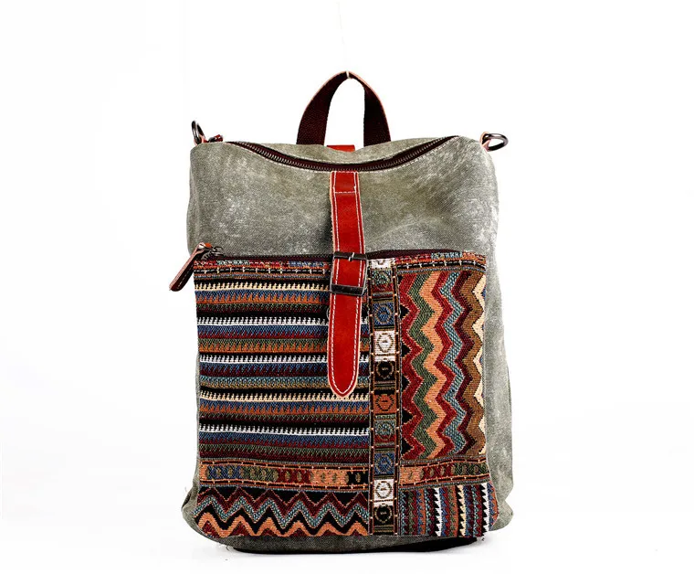 

fashion canvas national style women backpack shoulder dual-use backpacks simple canvas shoulder bag student girls bag