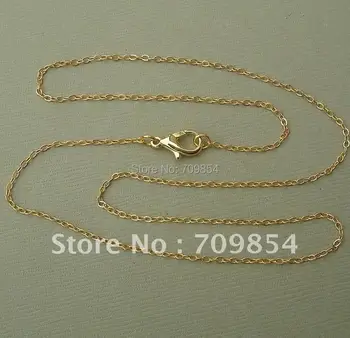 

free shipping!!! 100pcs/lot 2*1.5mm Gold Plated Flat Oval Cable chain with lobster clasps 27"L