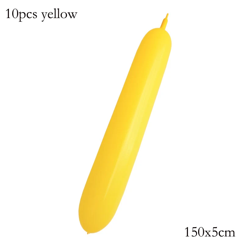 10pcs long yellow Вечерние воздушные шары из фольги в стиле джунглей, животных, тигра, Льва, обезьяны, зебры, жирафа, коровы, сафари, аксессуары для детской вечеринки на день рождения - Цвет: 10pcs long yellow