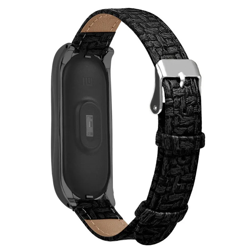 Watch Band For Xiaomi Mi Band 3 Woven Pattern Replacement Wrist Strap Leather Wristband For Xiaomi Mi Band 3 Watch 3B09 (3)