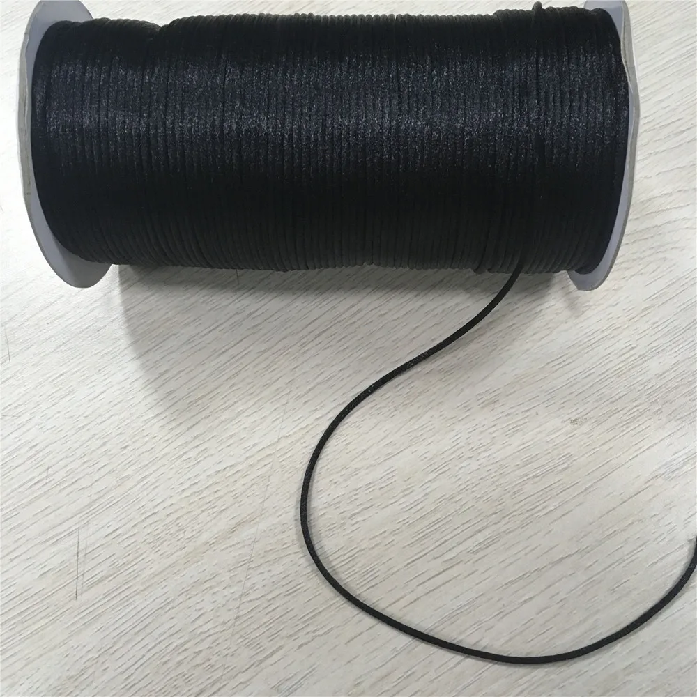 Satin Cord 2mm 20m Black Rattail Chinese Knot Braided