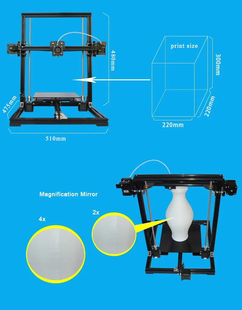 Дизайн DIY Tronxy 3d принтер металлическая рамка Боуден экструдер большой размер печати 220x220x300 мм lcd блок управления 8 Гб sd-карта и PLA бесплатно