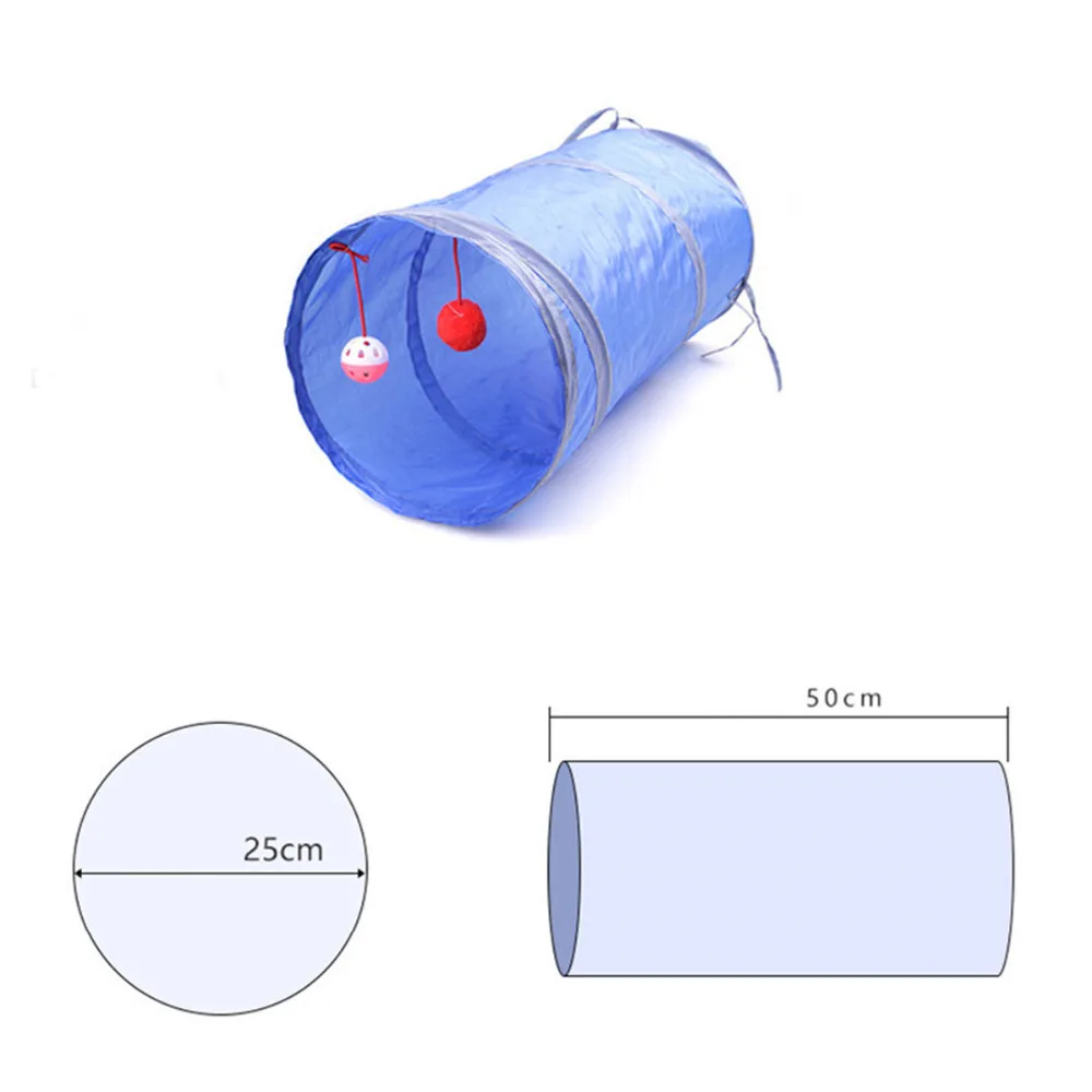 50*25 см нейлоновая складная игрушка для кошек, забавная моющаяся игрушка для кошек, длинный туннель с когтеточным мячом для кроликов, щенков, маленьких животных