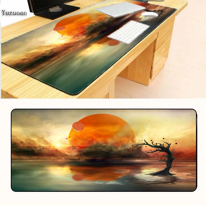 

Yuzuoan 900*400*3mm Old Tree And Leaves Landscape mouse pad game notebook computer Large mouse mat Gaming Mousepad Gamer Laptop