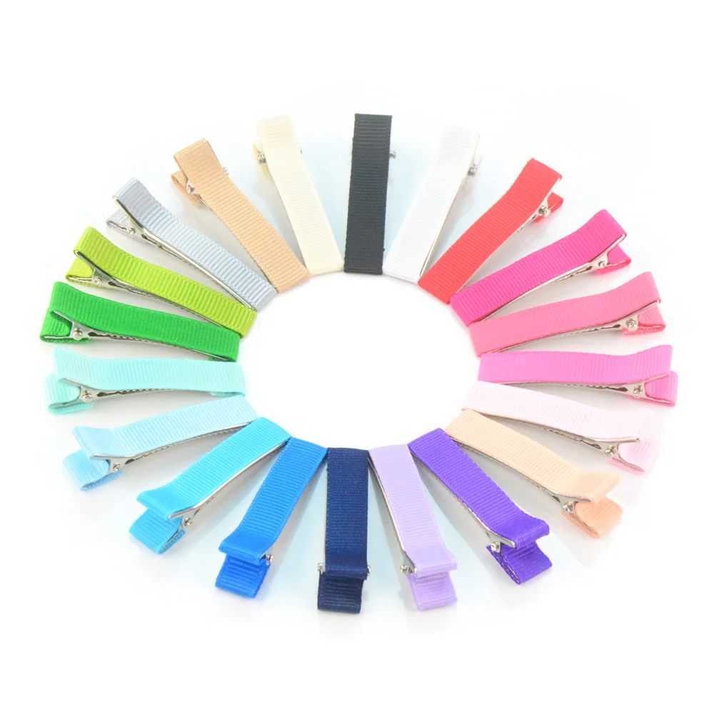 60pcs/lot 2&quot Baby Girls Hairpins Duckbill Clip With Grosgrain Ribbon Hair Band Kids Clips Headwear Accessories 66B286 | Детская